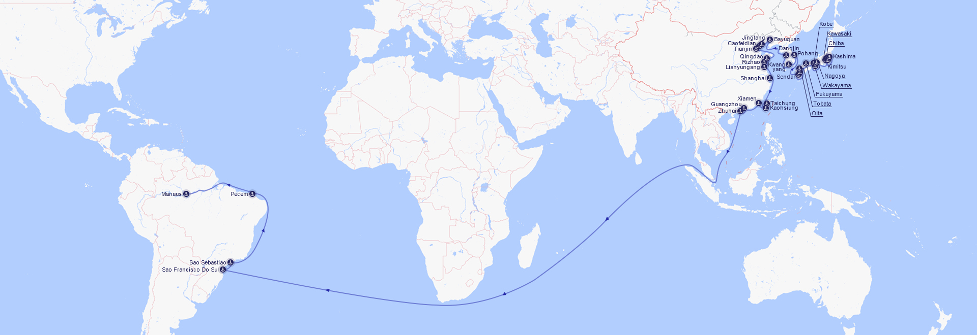 远东至巴西航线
