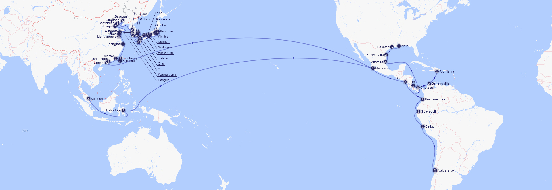 远东至美西/美湾/加勒比航线